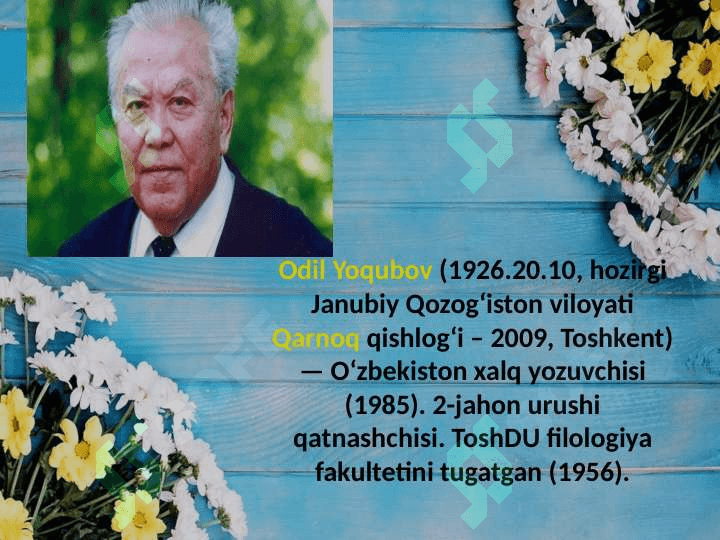 Odil Yoqubov ijodi.Tarixiy ramanlarda hayot haqiqati va badiiy toʻqima. 2