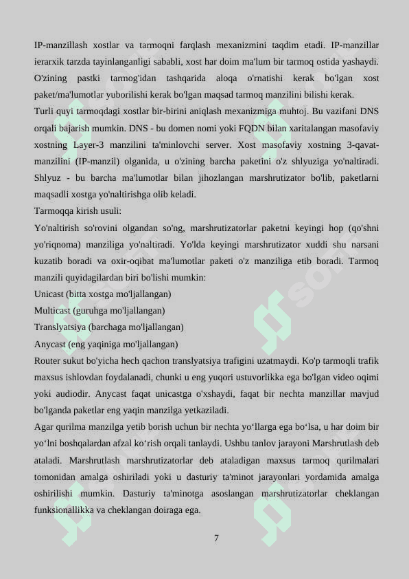 ADRESLASH VA UNING TURLARI. SHIFRATOR VA DESHIFRATORLAR. TRANZISTOR.TRIGGER VA REGISTER 7