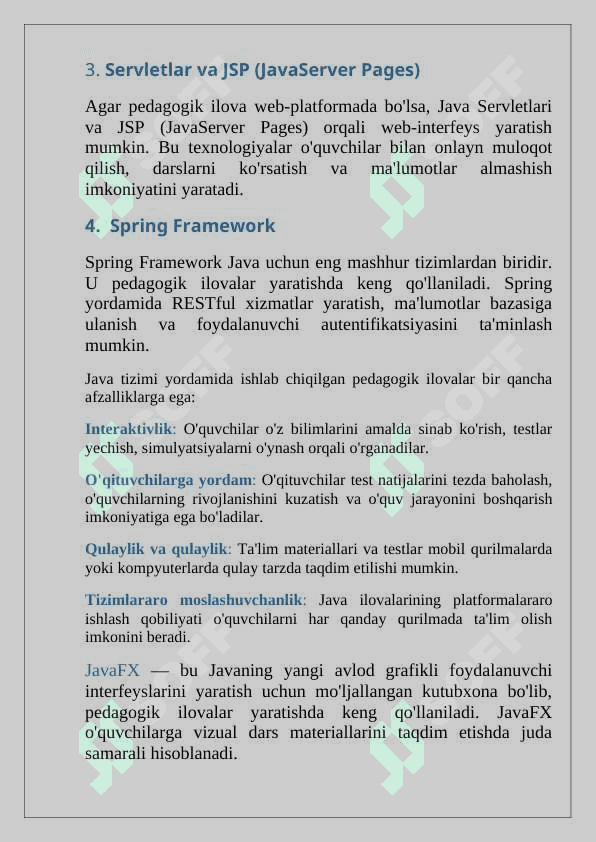 Java tizimi orqali pedagogik ilovalar yaratish texnologiyasi 4