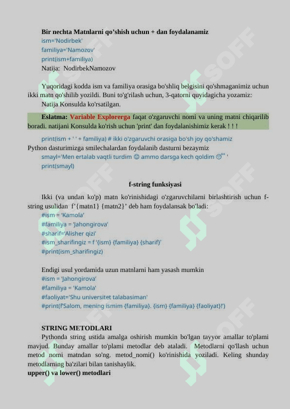3- MA’RUZA Python dasturlash tilida fayllar va matnlar. Python dasturlash tilida fayllar va matnlar kerakli modullar. len(), upper(), lower(), capitalize(), split(), join(), find(), replace(), min(), max(), shelve(). 2