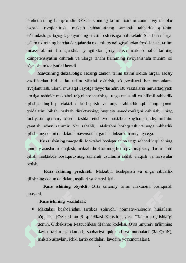 Maktabni boshqarish va unga rahbarlik qilishning qonun qoidalari 3