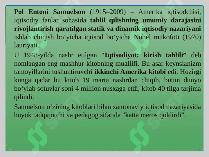 HOZIRGI ZAMON IQTISODIY TA’LIMOTLAR EVOLYUTSIYASI 7