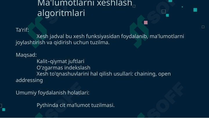 Ma’lumotlarni xeshlash algoritmlari 4