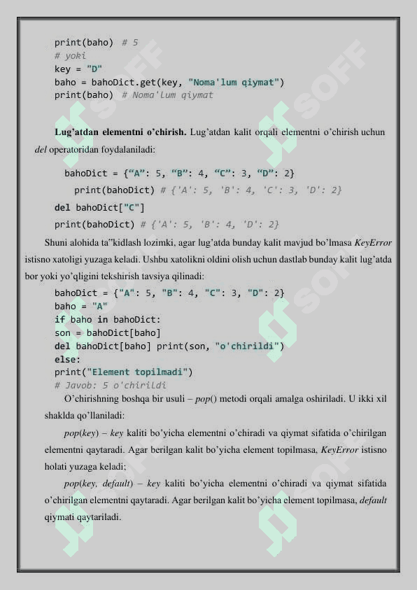 Pythonda lug’atlar bilan ishlash. 4