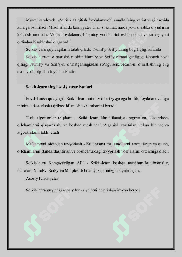 Pythonda scikit learn kutubxonasi 2