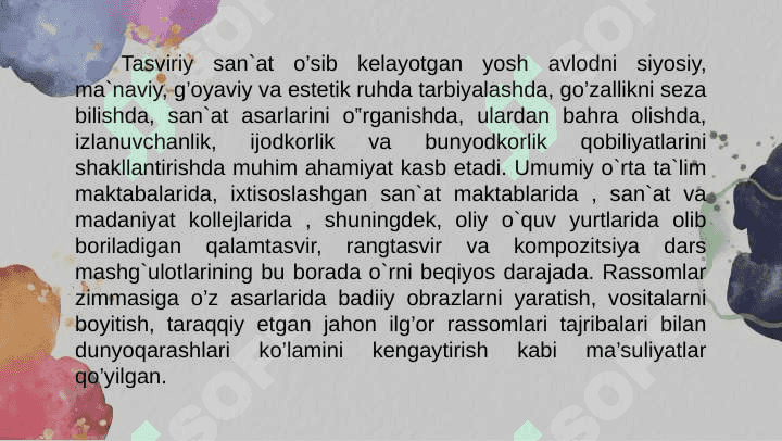 Rangtasvir tasviriy san’atning yetakchi turi 4