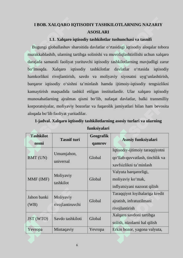Xalqaro iqtisodiy tashkilotlar va ularning faoliyati 6