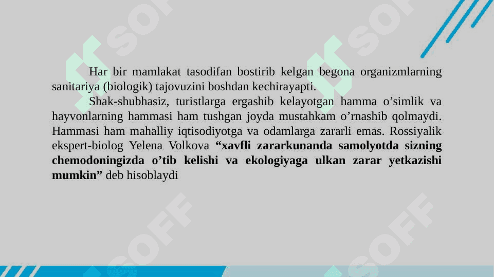 TURIZMDA EKOLOGIK XAVFSIZLIK MUAMMOLARI VA SANITAR NAZORATI 6