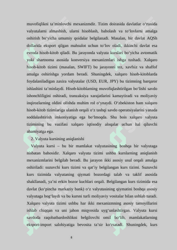Xalqaro valyuta tizimining shakllanishi va rivojlanishi 8