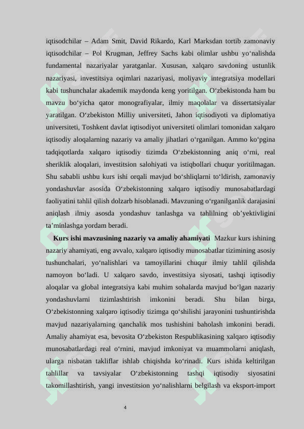 Xalqaro iqtisodiy munosabatlar tizimida O‘zbekistonning o‘rni 4
