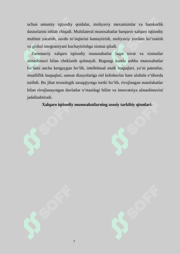 Xalqaro iqtisodiy munosabatlar tizimida O‘zbekistonning o‘rni 7