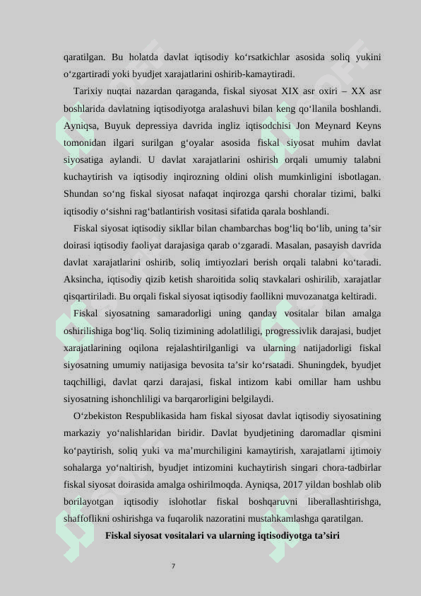 Fiskal siyosat, uning mohiyati va tashkiliy vositalari 7