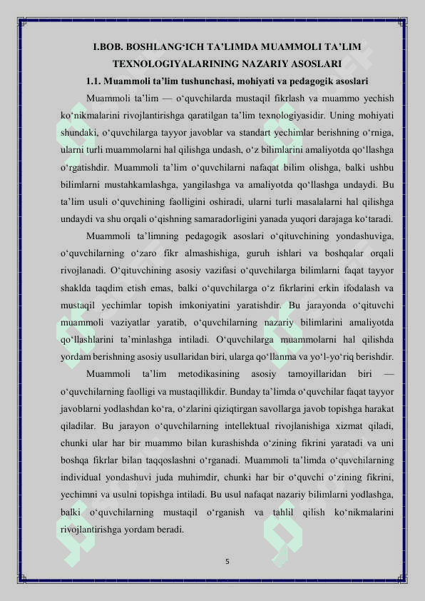 Boshlang'ich sinflarda muammoli ta'lim texnologiyalari 5