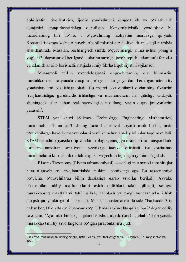 Boshlang'ich sinflarda muammoli ta'lim texnologiyalari 8