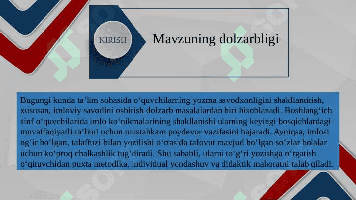 Boshlangʻich sinf oʻquvchilarini imlosi qiyin soʻzlarni yozishga 3