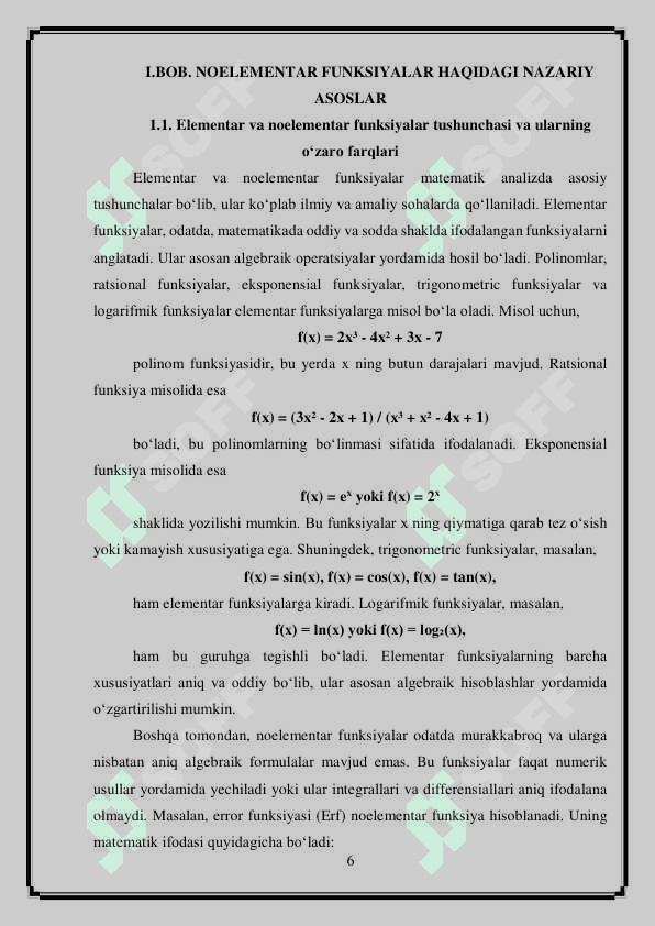 Noelementar funksiyalar, ularni tekshirish (1) 6