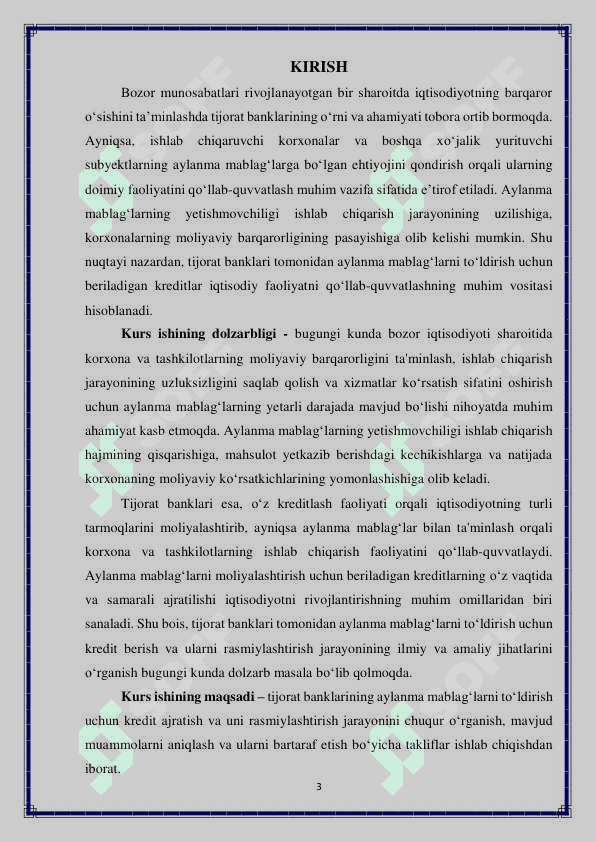 Tijorat banklari tomonidan aylanma mablag‘larni to‘ldirish uchun beriladigan kreditlarni rasmiylashtirish tartibi 3