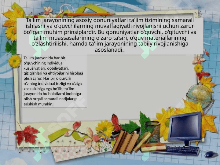 Ta'lim qonuniyatlari tamoyillari 6