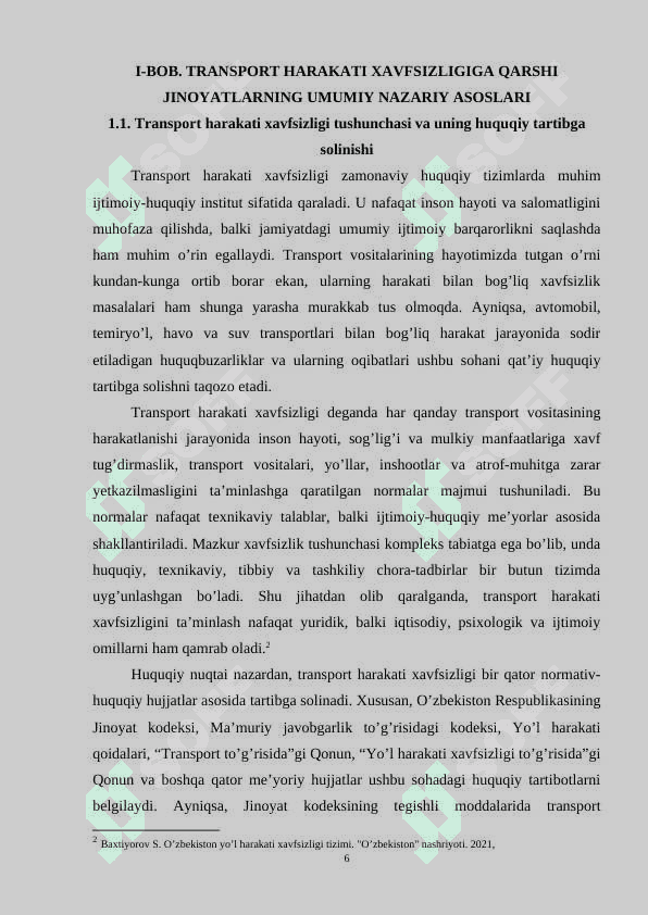 Transport harakati va undan foydalanish xavfsizligiga qarshi jinoyatlar 6