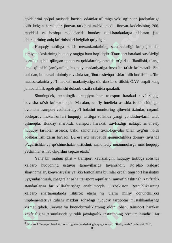 Transport harakati va undan foydalanish xavfsizligiga qarshi jinoyatlar 8