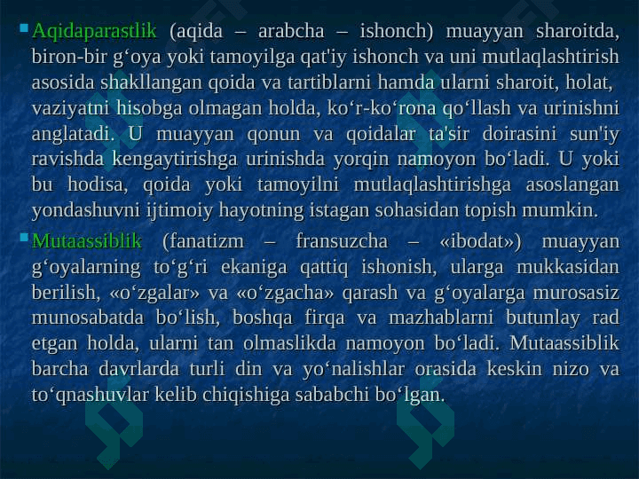 DINIY FANATIZM,EKSTREMIZM, FUNDAMENTALIZM, TERRORIZMNING TARIXI VA ULARNING HOZIRGI DAVRDA XAVFSIZLIKGA TAHDIDI 4