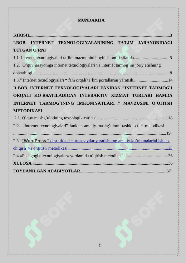 Internet texnologiyalari” fanini pedagogik va axborot texnologiyalari yordamidao’qitish metodikasi 2