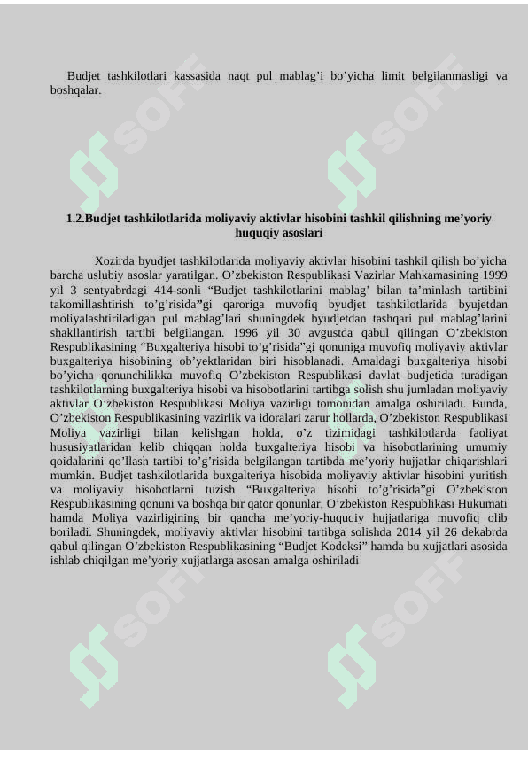 Kurs ishi Budjet tashkilotlarida moliyaviy aktivlar hisobi 7