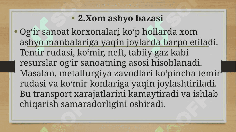 Og‘ir sanoatni joylashuviga tasir etuvchi omillar 4