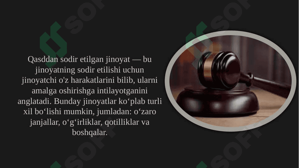 Jinoyat kodeksi 21-modda. Qasddan sodir etilgan jinoyat 5