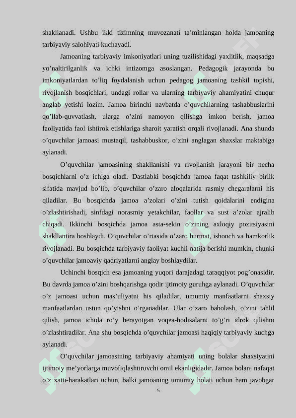 O’quvchilar jamoasini tashkil qilishning o’ziga xos xususiyatlari 5