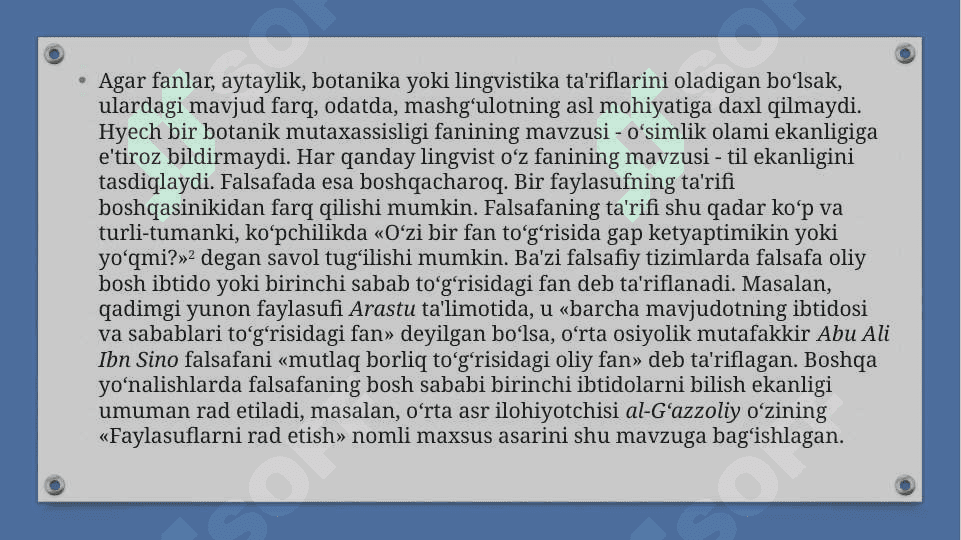 Falsafiy dunyoqarashni o‘z-o‘zini anglashdagi roli. Insonning ma’naviy kamolotida falsafiy dunyoqarashning roli. 3