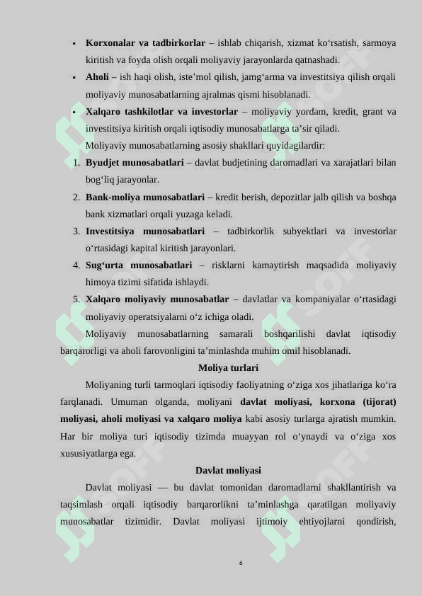 Moliya va moliya tashkilotlari 6