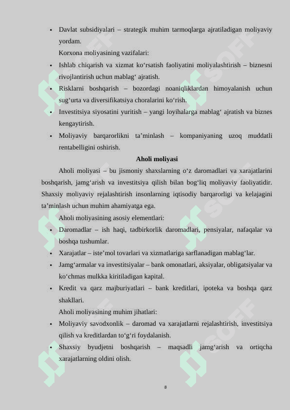 Moliya va moliya tashkilotlari 8