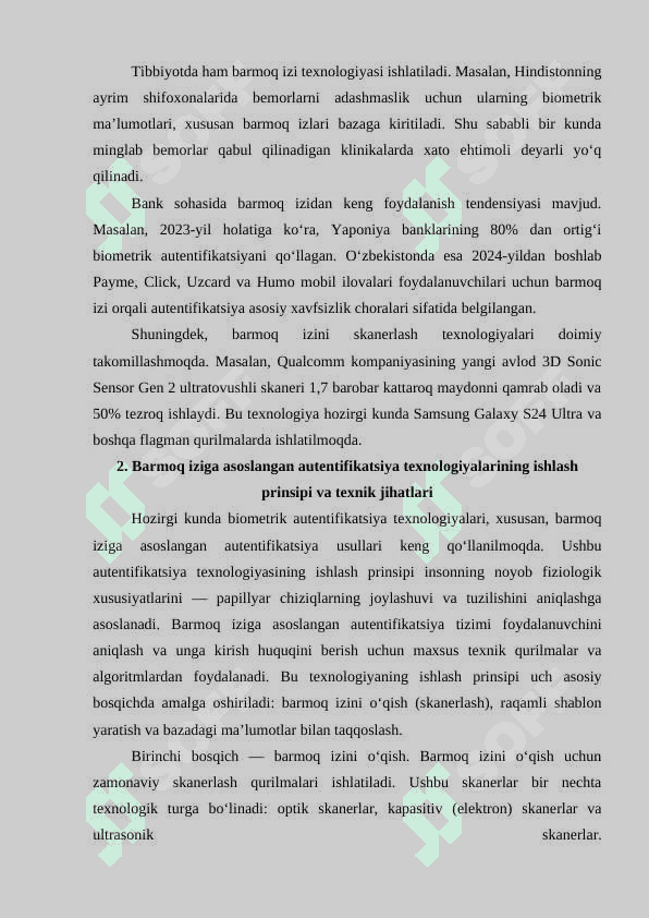 Barmoq iziga asoslangan autentifikatsiya usuli va uning xususiyatlari 7