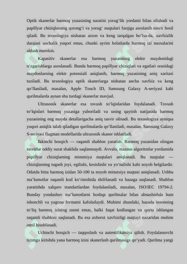 Barmoq iziga asoslangan autentifikatsiya usuli va uning xususiyatlari 8