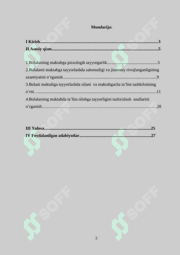 BOLALARNING MAKTABDA TA’LIM OLISHGA TAYYORLIGINI TASHXISLASH USULLARI 2
