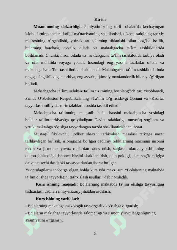 BOLALARNING MAKTABDA TA’LIM OLISHGA TAYYORLIGINI TASHXISLASH USULLARI 3