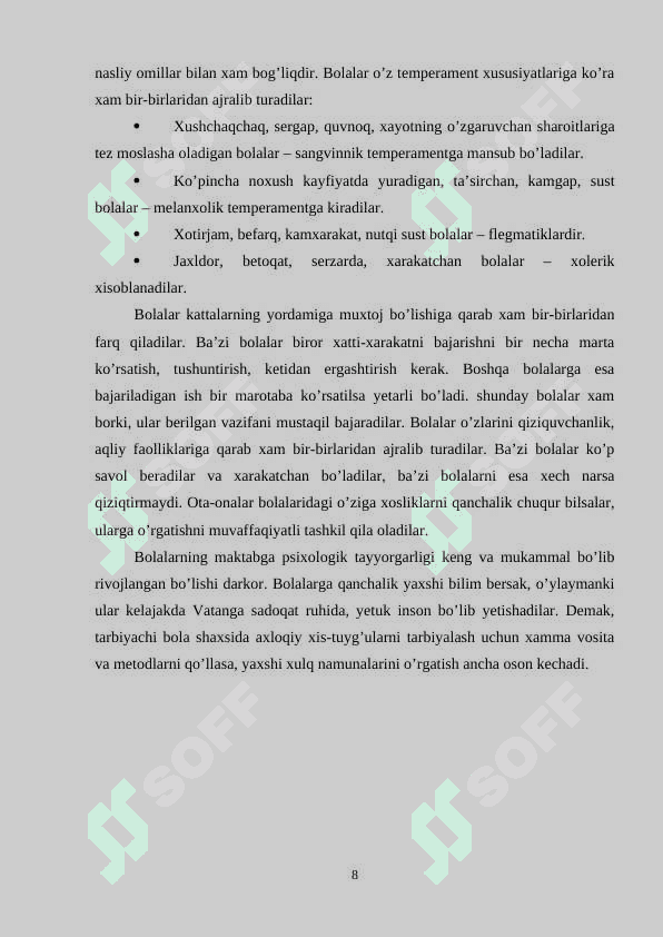 BOLALARNING MAKTABDA TA’LIM OLISHGA TAYYORLIGINI TASHXISLASH USULLARI 8
