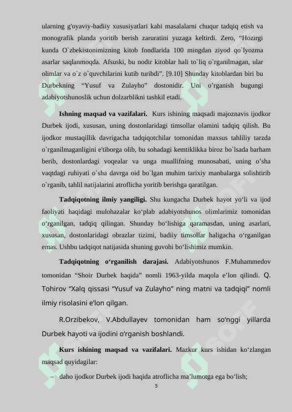 DURBEKNING “YUSUF VA ZULAYHO” DOSTONIDA ZULAYHO OBRAZI 5