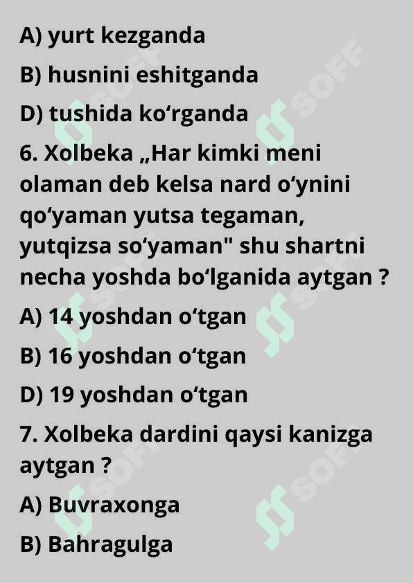 "Kuntugʻmish" dostoni haqida test savollari 3