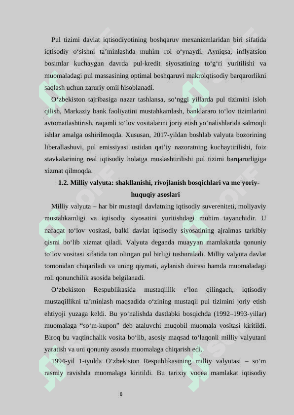 O‘zbekistonda milliy pul tizimini mustahkamlash vazifalari 8