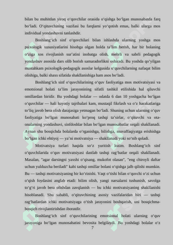 Boshlang’ich sinf o’quvchilarda mustaqil ishlash ko’nikmasini shakillantirish 7