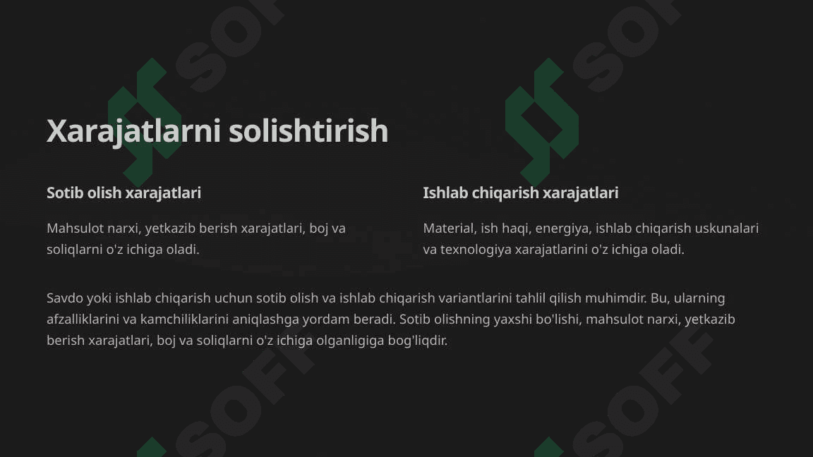 Sotib olish yoki ishlab chiqarish qarorini tanlash 3