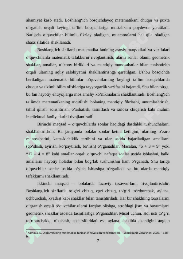 Boshlang’ich siflarda matematikani o’qitishda tarixiy materiallaridan foydalanish 7