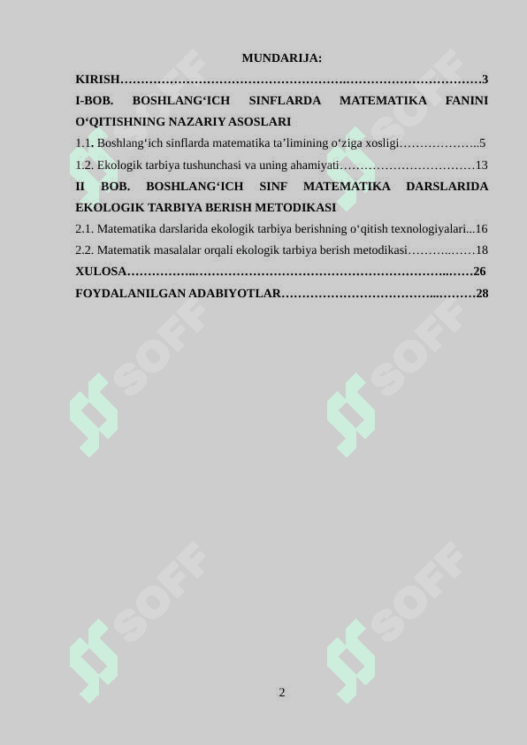 Boshlang‘ich sinflarda matematika o‘qitish jarayonida ekologik tarbiya berish metodikasi (3-4-sinflar misolida) 2