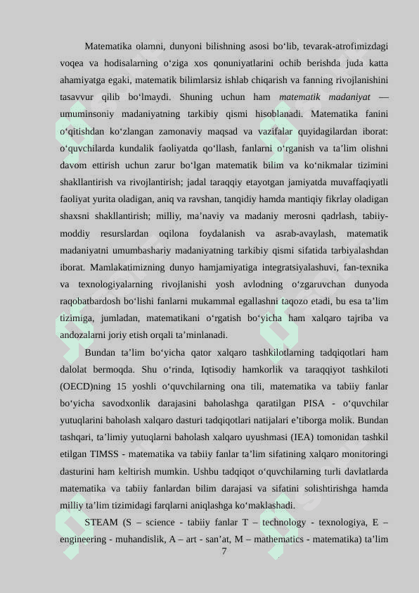 Boshlang‘ich sinflarda matematika o‘qitish jarayonida ekologik tarbiya berish metodikasi (3-4-sinflar misolida) 7