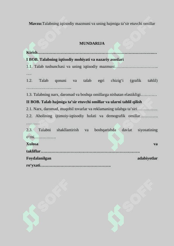 Talabning iqtisodiy mazmuni va uning hajmiga ta’sir etuvchi omillar 2