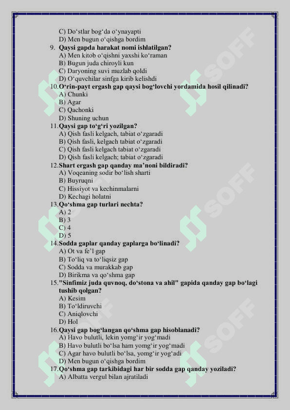 5-sinf ona tili va adabiyot fanidan 4-chorak uchun test savollari 2