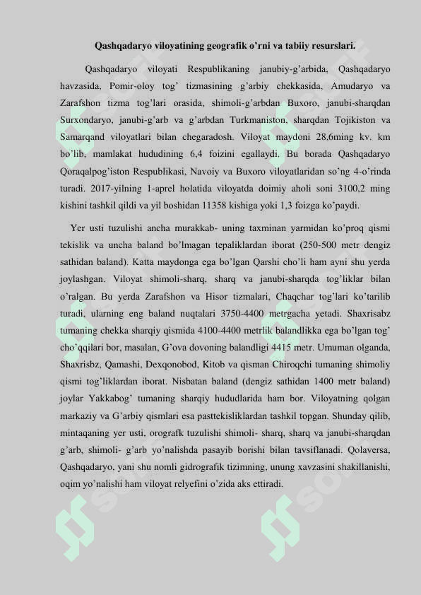Mustaqillik yillarida Qashqadaryo viloyatining iqtisodiy-geografik tavsifi 7