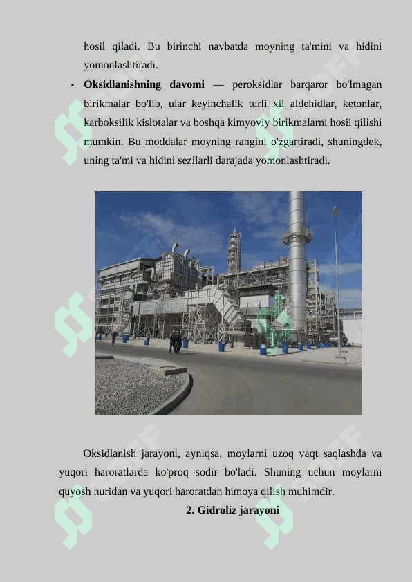 Moylarni saqlashda sodir bo'ladigan kimyoviy o'zgarishlar 4